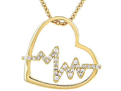 White Cubic Zirconia 18k Yellow Gold Over Copper Pendant with chain 0.25 Ctw