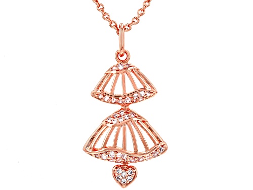 White Cubic Zirconia 18k Rose Gold Over Copper Pendant with chain 0.35 Ctw