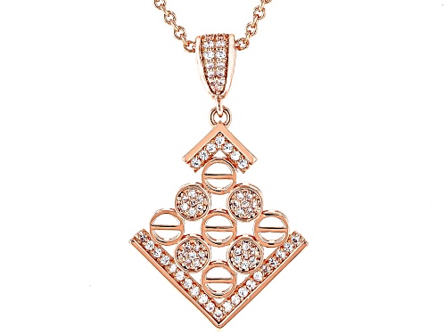 White Cubic Zirconia 18k Rose Gold Over Copper Pendant with chain 0.37 Ctw