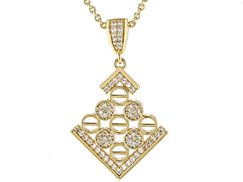 White Cubic Zirconia 18k Yellow Gold Over Copper Pendant with chain 0.37 Ctw