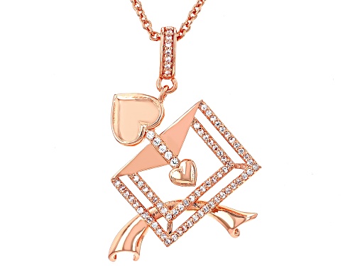 Photo of White Cubic Zirconia 18k Rose Gold Over Copper Pendant with chain 0.29 Ctw