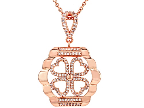 White Cubic Zirconia 18k Rose Gold Over Copper Pendant with chain 0.39 Ctw