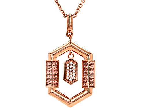 Photo of White Cubic Zirconia 18k Rose Gold Over Copper Pendant with chain 0.35 Ctw