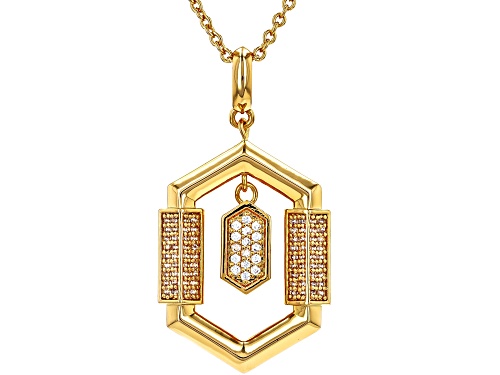 Photo of White Cubic Zirconia 18k Yellow Gold Over Copper Pendant with chain 0.35 Ctw