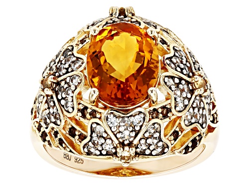 Citrine Multi-Stones Sterling Silver Cluster Ring 3.52ctw