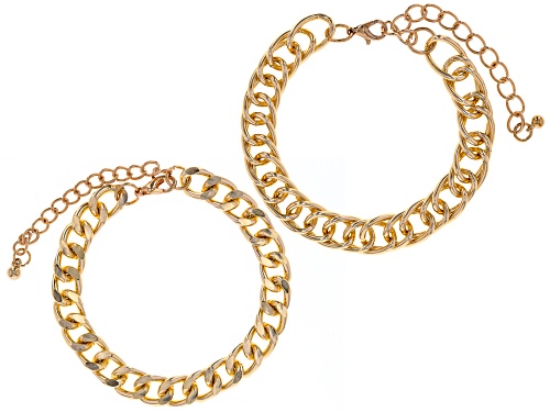 Photo of Copper-Nickel Set of 2 Gold Tone Bracelets - Size 7