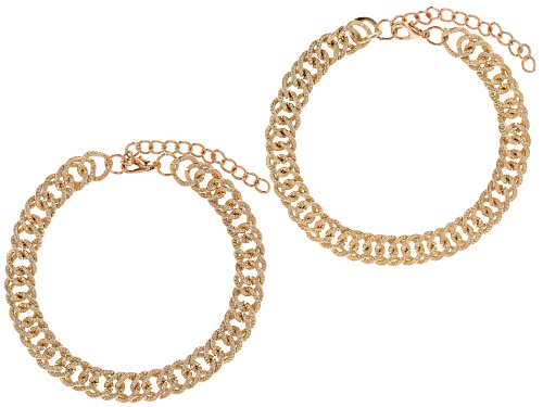 Copper-Nickel Gold Tone Designer Link Bracelet - Size 8.25
