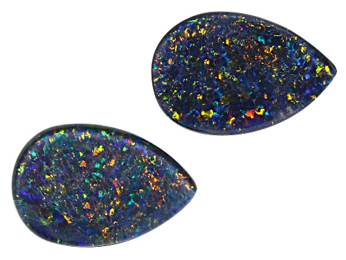 Photo of Matched pair of opal triplets 12x8mm pear shape cabochon