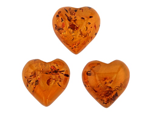 Photo of SET OF AMBER HEART 15.0 CAB WITH A MONIMUM OF 12.0 CTW.