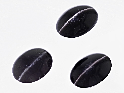 Sillimanite Cat's Eye 8x6mm Oval Cabochon Cut Set of 3 4.50Ctw