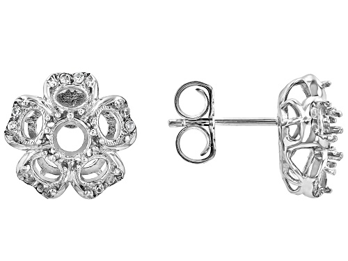 Semi-Mount Rhodium Over Sterling Silver Earring