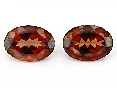 RED LABRADORITE OVAL 14X10 FACETS MATCH PAIR WITH A MINIMUM OF 9.25 CTW.