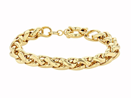 Moda Al Massimo® 18k Yellow Gold Over Bronze Wheat Link 7 3/4 Inch Bracelet - Size 7.75