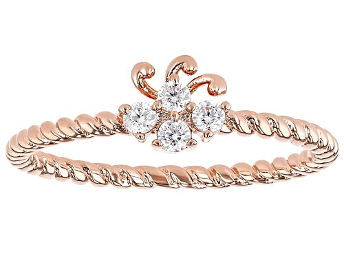White Cubic Zirconia 18K Rose Gold Over Brass Ring 0.20 Ctw - Size 7