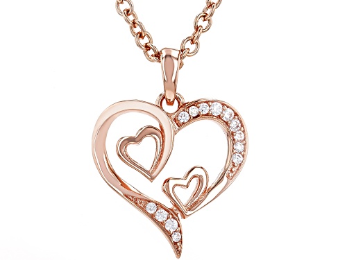 Photo of White Cubic Zirconia 18K Rose Gold Over Brass Pendant with chain 0.12 Ctw