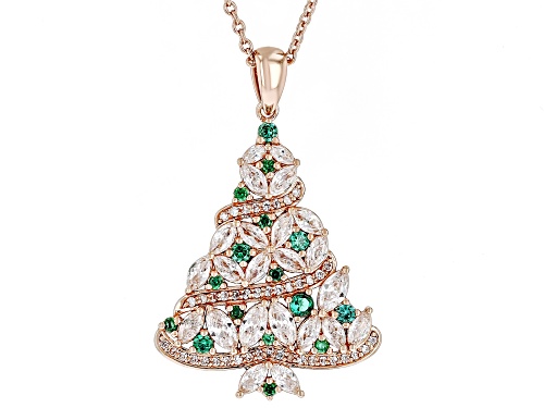 3.03 Ctw White Cubic Zirconia with 0.64 Ctw Green Cubic zirconia 18K Rose Gold Over Copper Pendant