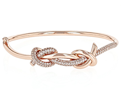 White Cubic Zirconia 18K Rose Gold Over Copper Bangle 2.03 Ctw