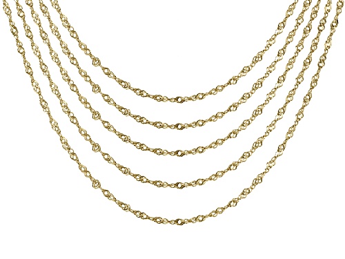 18K Yellow Gold Over Sterling Silver Singapore Chain 17.5 Inch Set Of 5