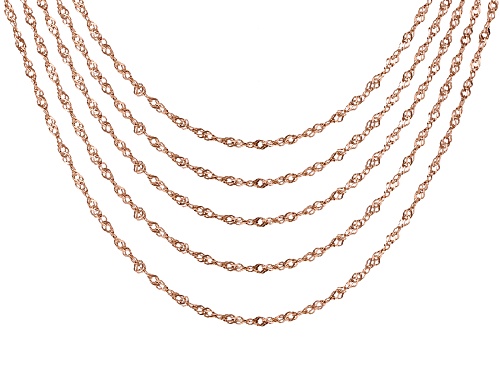 18K Rose Gold Over Sterling Silver Singapore Chain 17.5 Inch Set Of 5