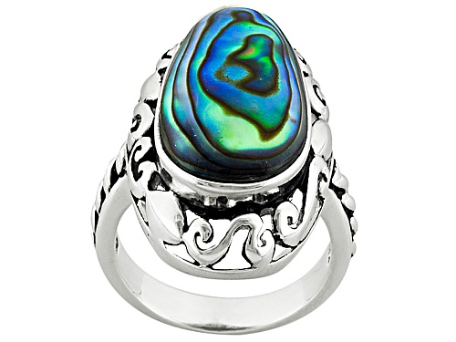 Abalone Shell Rhodium Over Sterling Silver Ring 5.99Ctw - Size 6