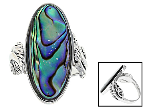 Multi-Color Abalone Shell Rhodium Over Sterling Silver Ring 8.01Ctw - Size 5