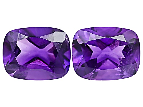 Purple Amethyst 9X7mm Cushion Faceted Cut Gemstones Matched Pair 3.75Ctw