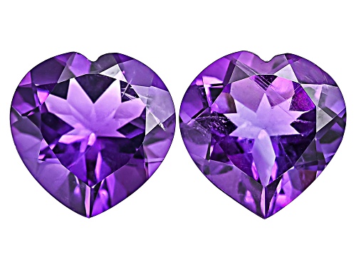 Photo of Purple Amethyst 12X12mm Heart Faceted Cut Gemstones Matched Pair 9.00Ctw