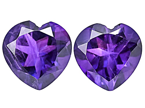 Photo of Purple Amethyst 9X9mm Heart Faceted Cut Gemstones Matched Pair 4.25Ctw