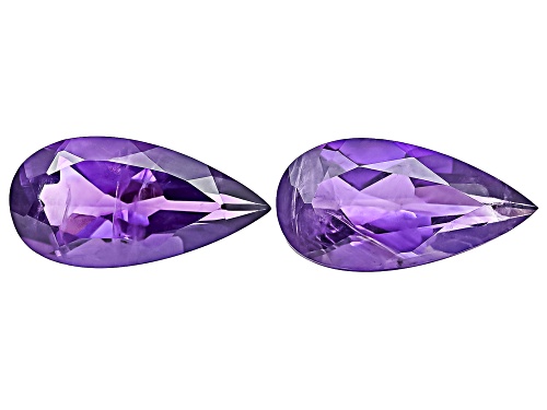 Purple Amethyst 20X10mm Pear Faceted Cut Gemstones Matched Pair 14.50Ctw