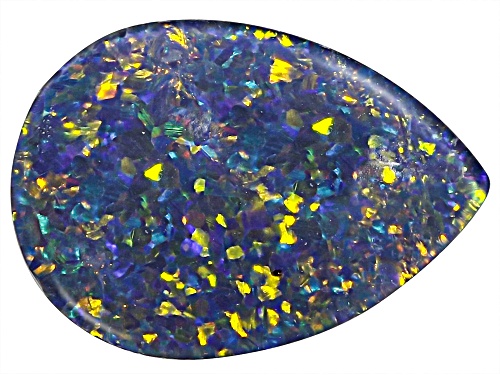 Multi-Color Australian Opal Triplet 14x10mm Pear Cabochon Cut Gemstone 3.00Ct