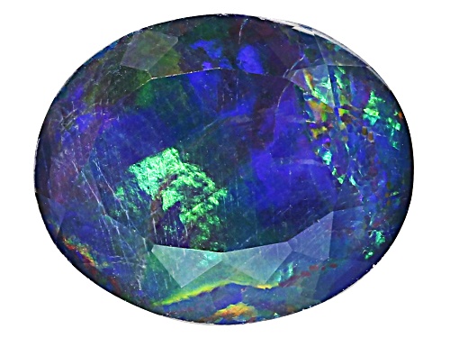 Multi-Color Australian Opal Triplet 12x10mm Oval Faceted Cut Gemstone 3.00Ct
