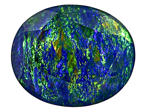 Photo of Multi-Color Australian Opal Triplet 11x9mm Oval Faceted Cut Gemstone 2.50Ct