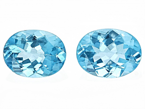 Photo of Blue Apatite 8x6mm Oval Faceted Gemstones Matched Pair 2ctw