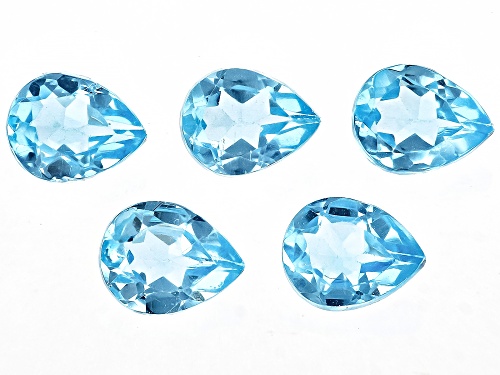 Blue Apatite 5x4mm Pear Faceted Gemstones Set of 5,1.50ctw