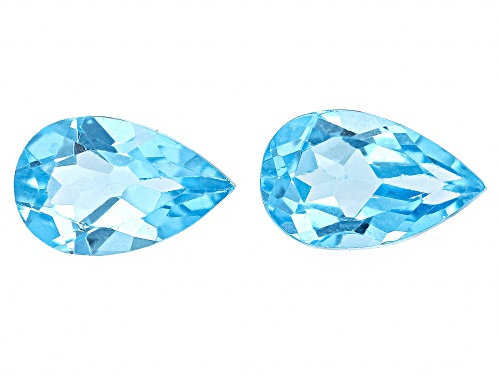 Blue Apatite 8x5mm Pear Faceted Gemstones Matched Pair 1.50ctw