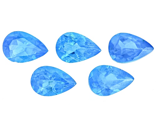 Neon Apatite 6x4mm Pear Faceted Gemstones Set of 5,2ctw