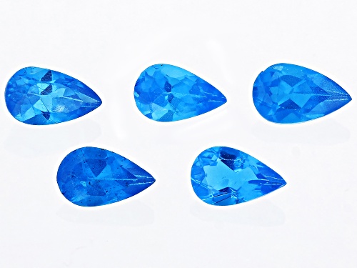 Neon Apatite 5x3mm Pear Faceted Gemstones Set of 5,0.90ctw