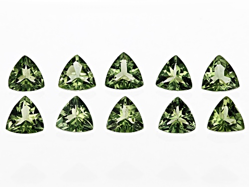 Green Apatite 5.0mm Trillion Faceted Gemstones Set Of 10,4ctw