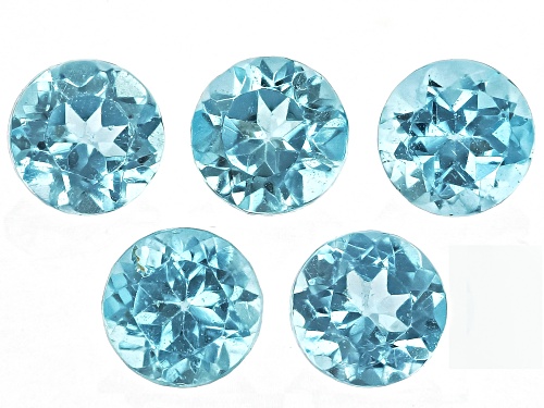 Green Apatite 4.0mm Round Faceted Gemstones Set Of 5,1.30ctw