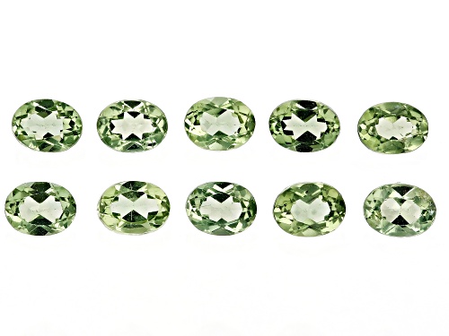 Green Apatite 4x3mm Oval Faceted Gemstones Set Of 10,1.80ctw