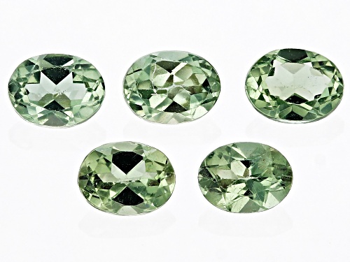 Green Apatite 4x3mm Oval Faceted Gemstones Set Of 5,0.80ctw