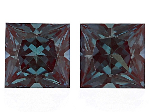 Lab Created Alexandrite Loose Gemstone Square 5mm Match Pair, 1.50Ctw Minimum