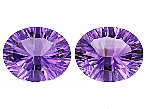 Photo of Purple Brazilian Amethyst 11x9mm Oval Concave Cut Gemstones Matched Pair 5.75Ctw