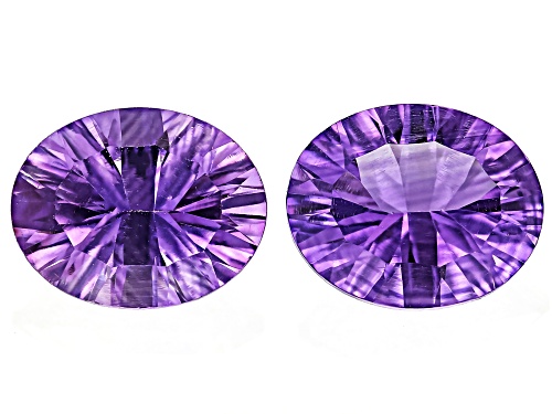 Purple Brazilian Amethyst 10x8mm Oval Concave Cut Gemstones Matched Pair 4.60Ctw