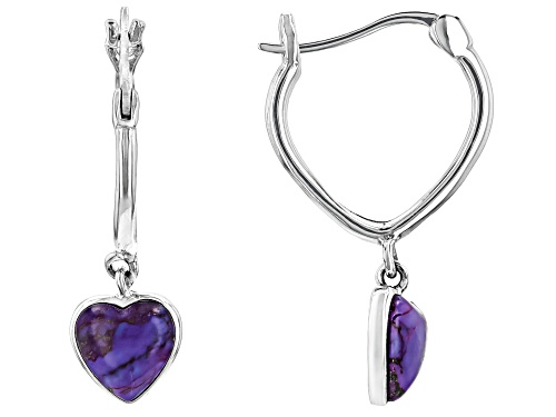 Purple Turquoise Heart 7mm Sterling Silver Earrings