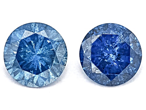 Blue Diamond 3.40mm Round Full Cut Gemstone Pair 0.30Ctw