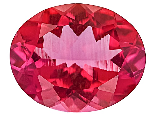 Photo of Red Lab Created Bixbite 10x8mm Oval Faceted Cut Gemstone 2ct