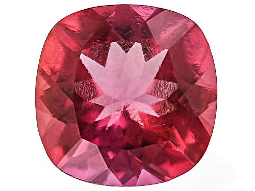 Photo of Red Lab Created Bixbite 7mm Cushion Faceted Cut Gemstone 1ct