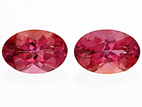 Photo of Red Lab Created Bixbite 6x4mm Oval Faceted Cut Gemstones Matched Pair 0.50CTW