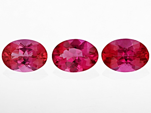 Red Lab Created Bixbite 7x5mm Oval Faceted Cut Gemstones Set of 3 1.50CTW